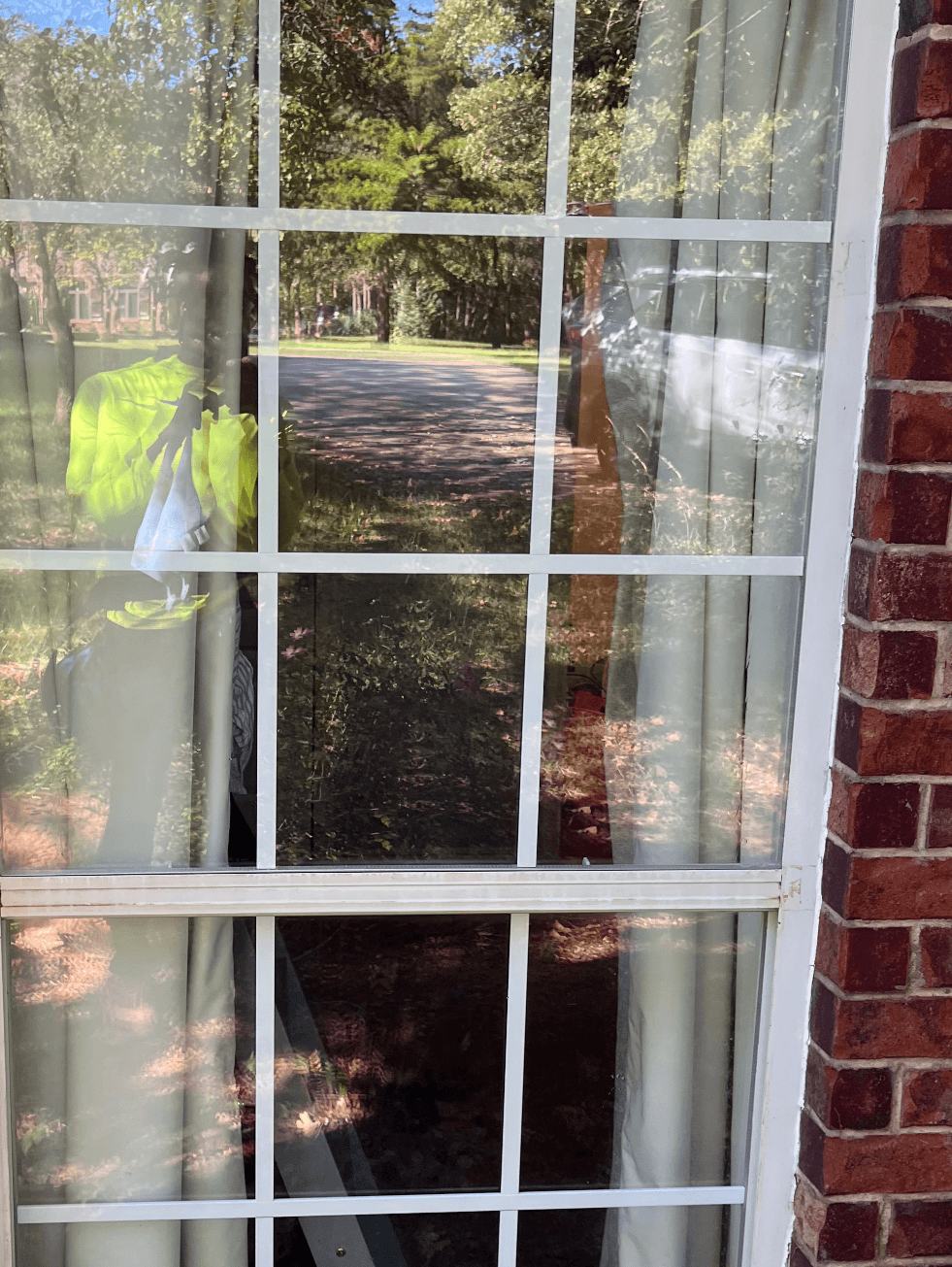 Window panel after cleaning with a clearer finish